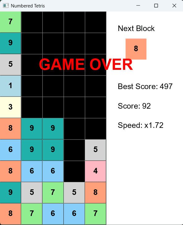 Numbered Tetris - 3